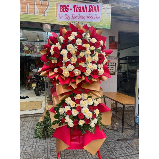 Hoa khai trương 13 Hoa đỏ trắng
